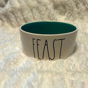 Rae Dunn White and Teal 'Feast' Bowl